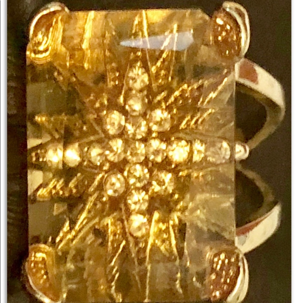 VINTAGE DOUBLE LAYER LUCITE SWAROVSKI STAR RING - Picture 5 of 8